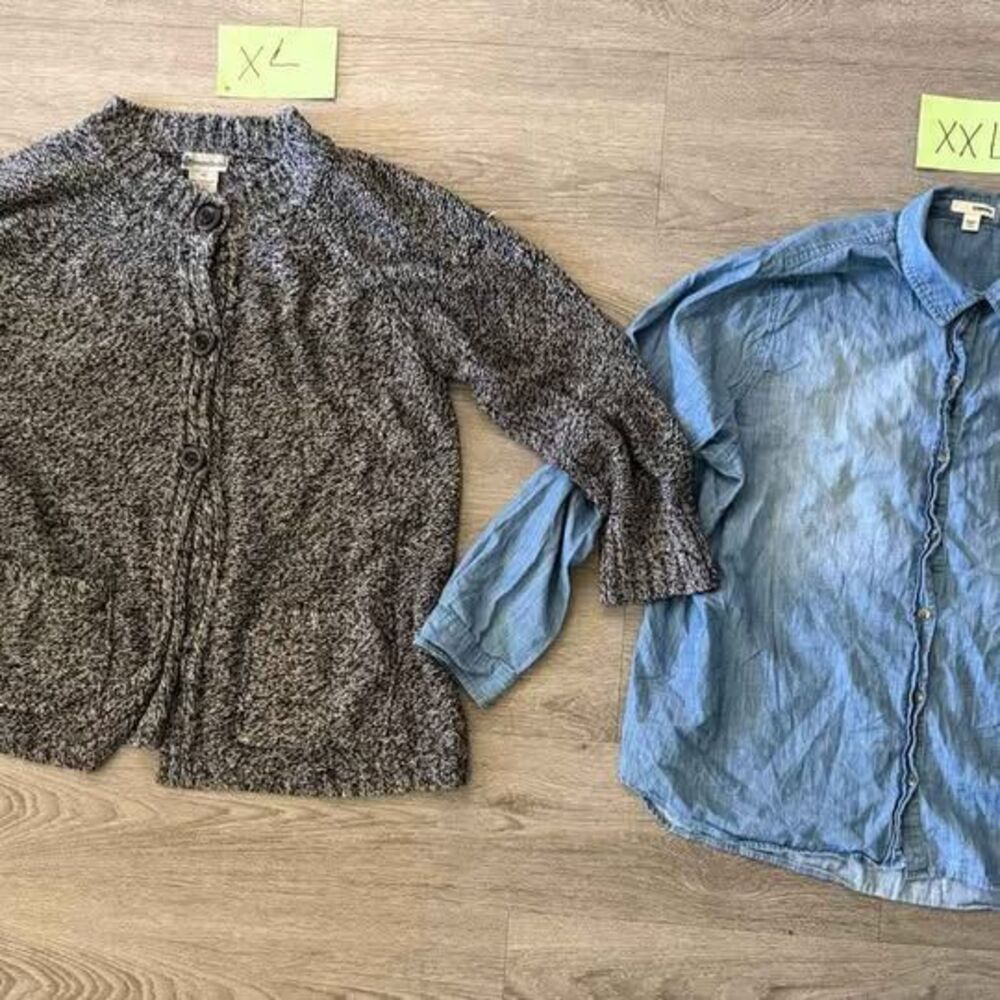 Lots of 2 Sonoma Denim Shirt XXL + SweaterSource Marled Cardigan XL